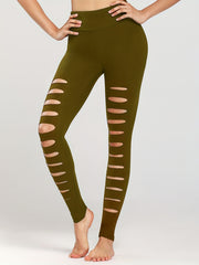 Brushed Fabric Cutout Yoga Leggings Quick Dry Fitness Sports Pants