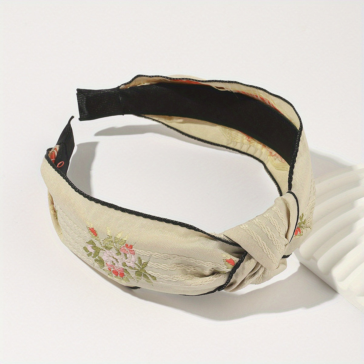 Chinese Style Flower Embroidery Headband Wide Head Hoop Hair Band