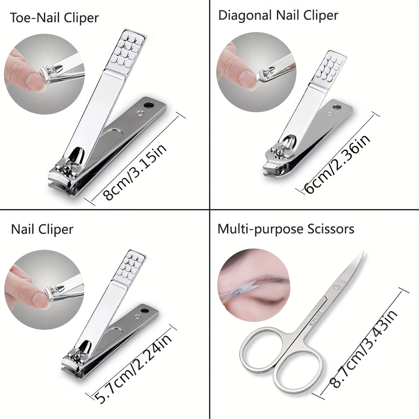 12pcs Nail Clippers Pedicure Kit Stainless Steel Professional Groom