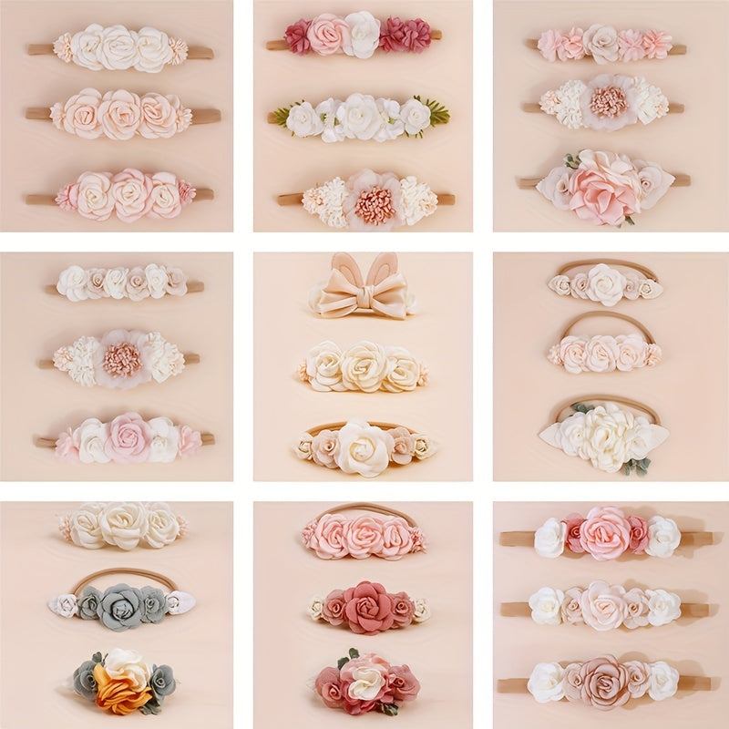 3 Pcs Cute Flower Hairbands for Baby Girls Infants Toddlers