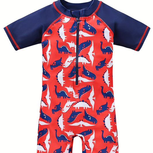 Boys Dino One-Piece Swimsuit for Beach Vacation