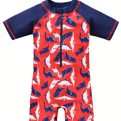 Boys Dino One-Piece Swimsuit for Beach Vacation