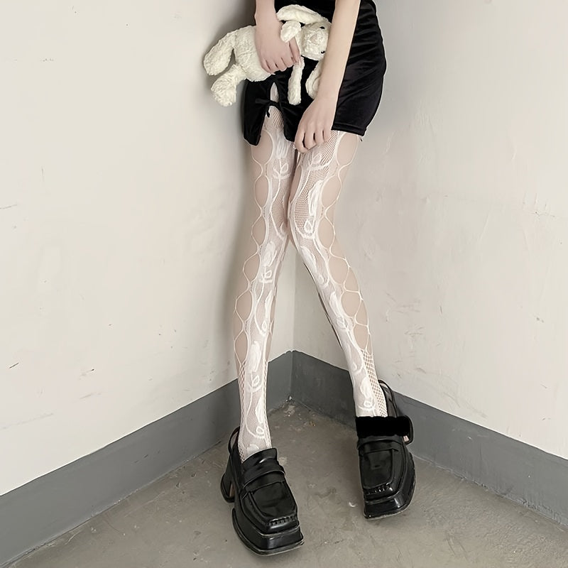 Jacquard Fishnet Tights High Waist Mesh Pantyhose