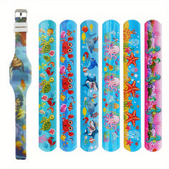 Kids Digital Watch Set with Glow Silicone Strap - 6 Snap Rings Included