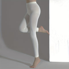 Solid Cropped Stockings Elastic High Waist Footless Pantyhose Women's