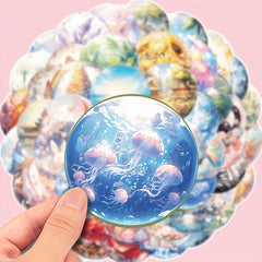 50 Whimsical Glass Ball Cartoon Stickers for Laptops Water Bottles Scrapbook