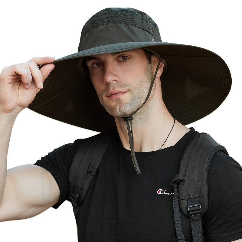 Wide Brim Sun Hat UV Protection Fisherman Hat With Drawstring