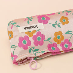 Pink Flower Makeup Bag Travel Toiletry Organizer Girls Women