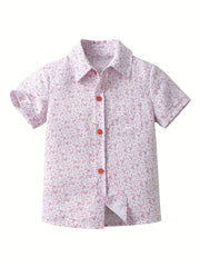 Boys Creative Ink Printing Shirt Short Sleeves Button Spring Summer Kids Clothes