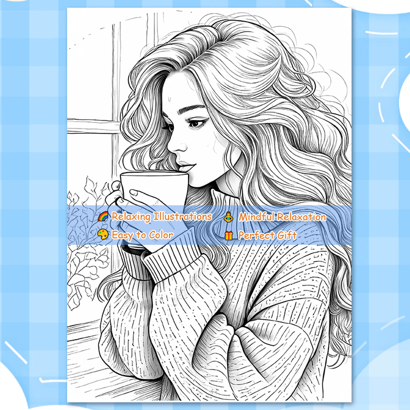 GENTLE GIRL Adult Coloring Book - Perfect Gift for Christmas, Birthdays, Friends