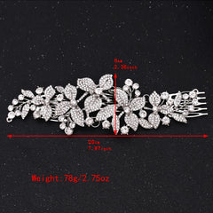 Boho Rhinestone Bridal Hair Comb Floral Wedding Accessory