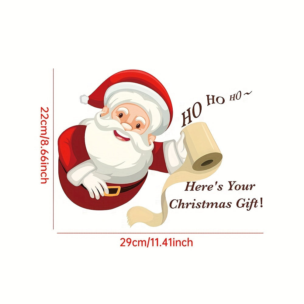 Christmas Cartoon Santa Claus Toilet Sticker Bathroom Renovation Self-adhesive