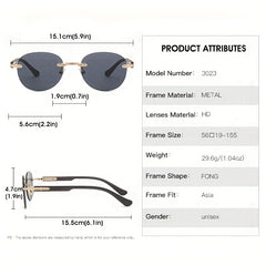 Round Rimless Sunglasses UV400 Gradient Glasses for Driving