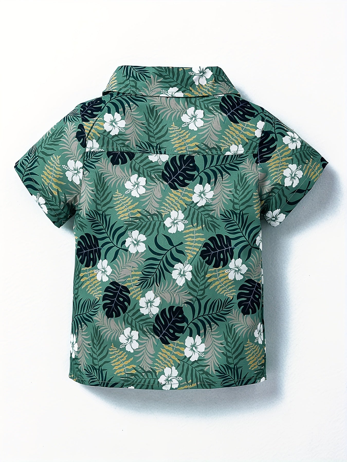Boys Flower & Leaf Shirt Tops Short Sleeve Button Down Casual Summer