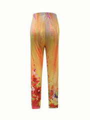 Floral Print Plus Size Sports Leggings, High Stretch Fitness Leggings