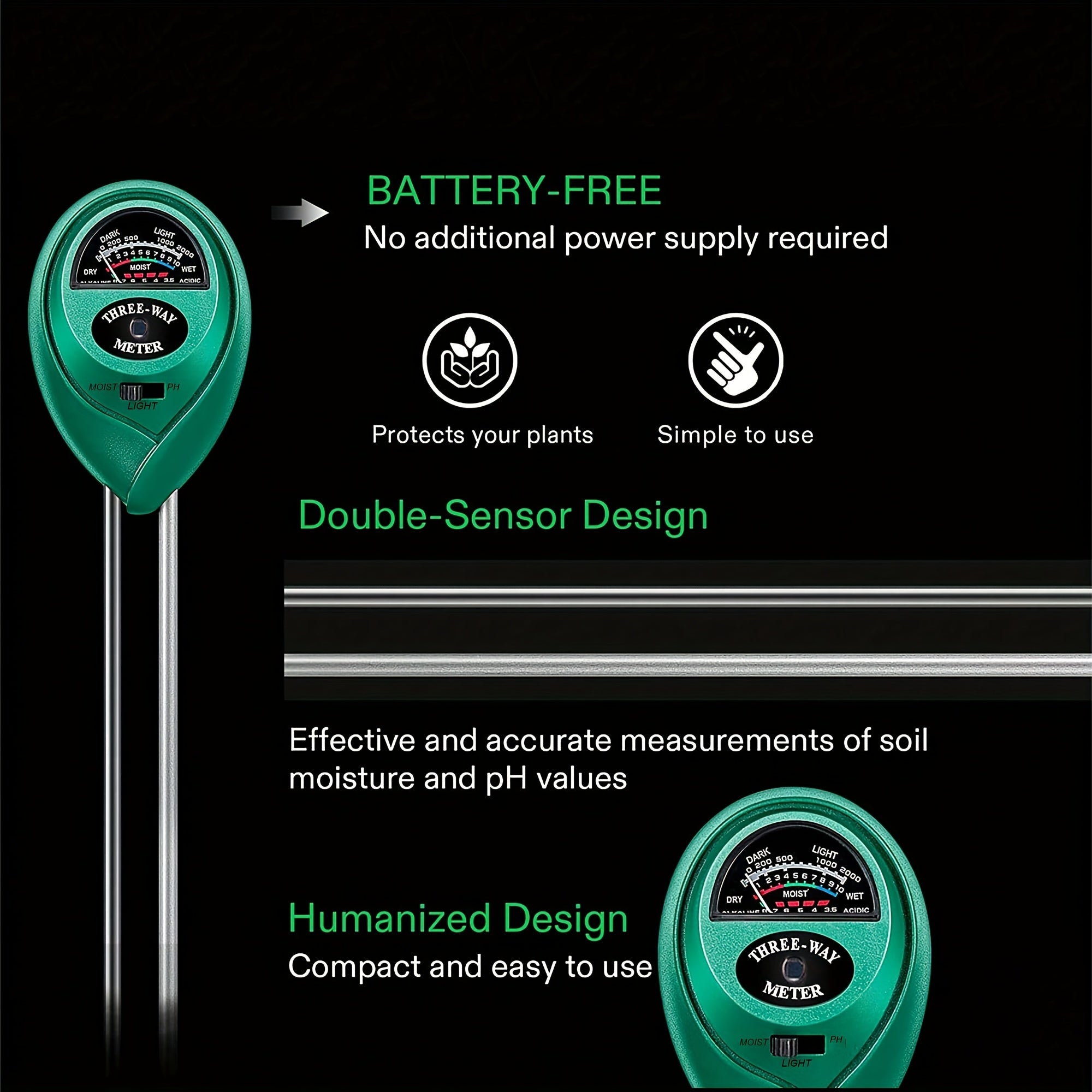 3-in-1 Soil Detector Environmental Testing Meter