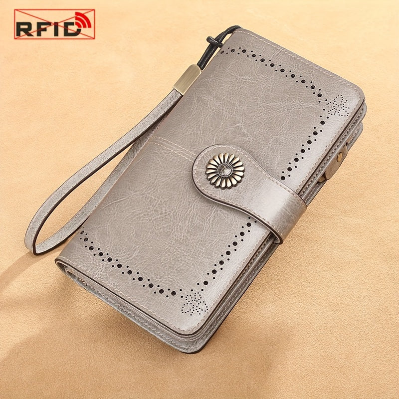 Red Split Leather Women's Wallet with Detachable Wristlet