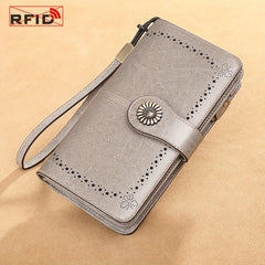 Red Split Leather Women's Wallet with Detachable Wristlet