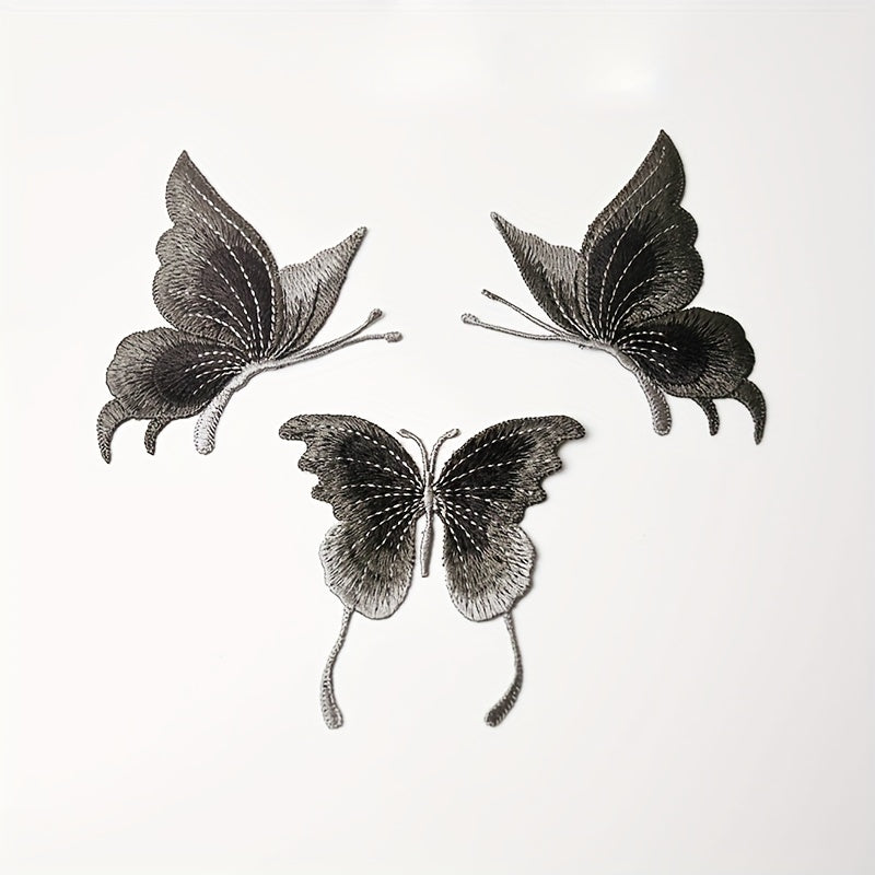 3pcs Set Lace Embroidered Butterfly Patches Sew On Clothes Applique