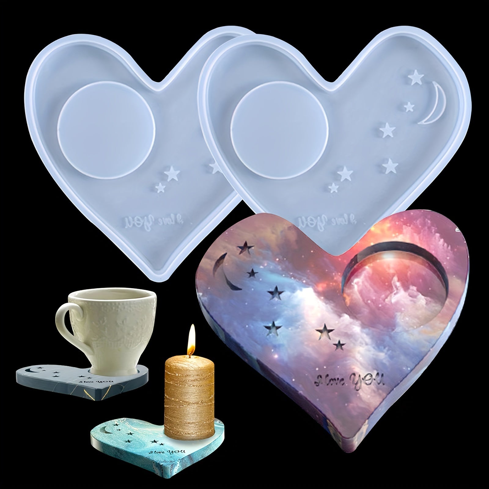 Heart Shape Coaster Silicone Mold Candle Holder
