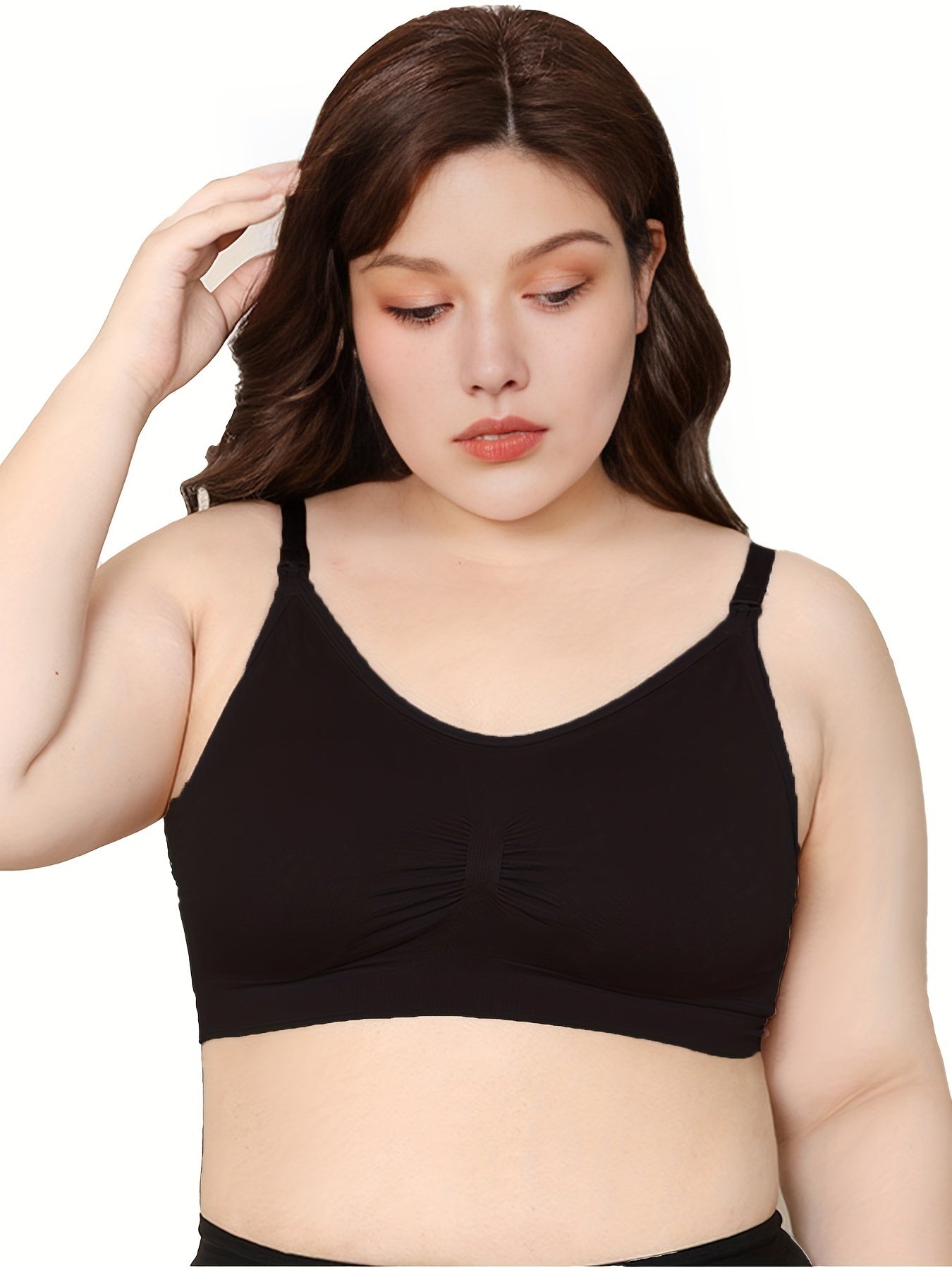 Sports Bra Women's Plus Solid Ribbed