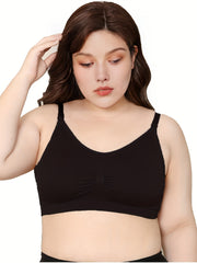 Sports Bra Women's Plus Solid Ribbed