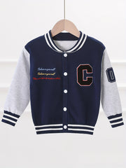 Boys Knit Baseball Collar Varsity Jacket