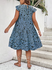 Women's Plus Leopard Print Cap Sleeve Smock Dress