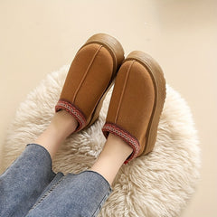 Women's Slip On Round Toe Non-slip Thick Sole Thermal Lined Shoes
