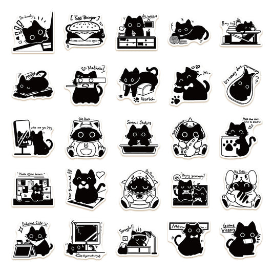 50pcs Cartoon Cat Series Graffiti Stickers Set - DIY Creative Toys