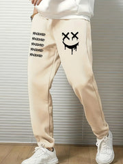 Smile Face Print Drawstring Sweatpants Men's Casual Joggers