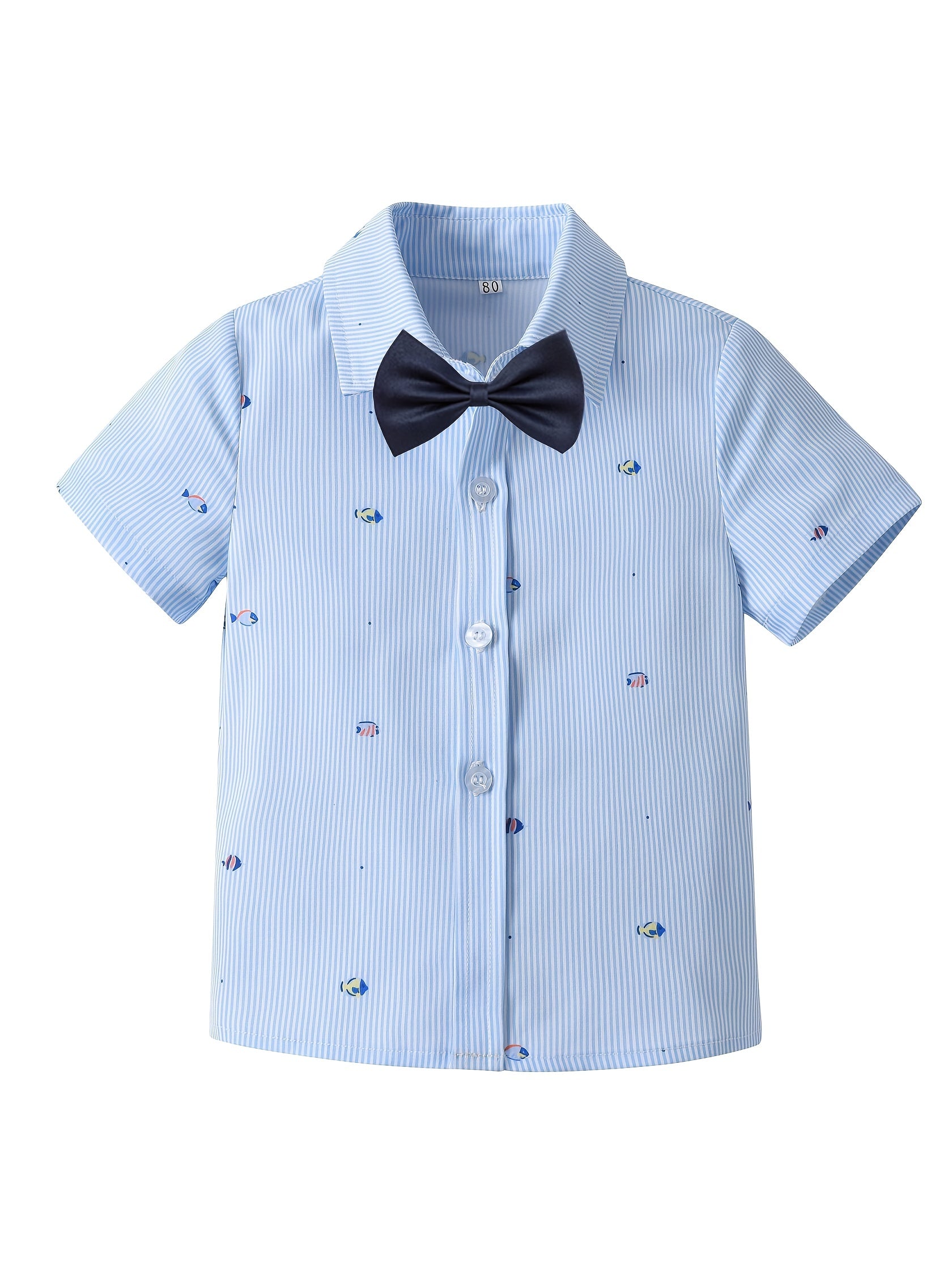 Graffiti Stripe Print Boys Lapel Shirt Summer Casual Top