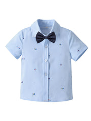 Graffiti Stripe Print Boys Lapel Shirt Summer Casual Top