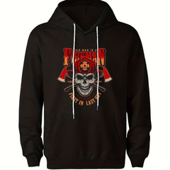 Men's Fireman Skull Graphic Hoodie Breathable Hooded Sweatshirt