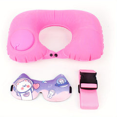 3pc Set Travel Accessory: Luggage Strap, Eye Mask, U-shaped Pillow