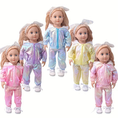 Candy Sweatsuit 18 Inch 2pcs Set Hooded Sun Protection Sweatsuit for Doll