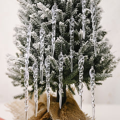 12pcs Christmas Faux Icicle Decor Transparent Hanging Ornaments