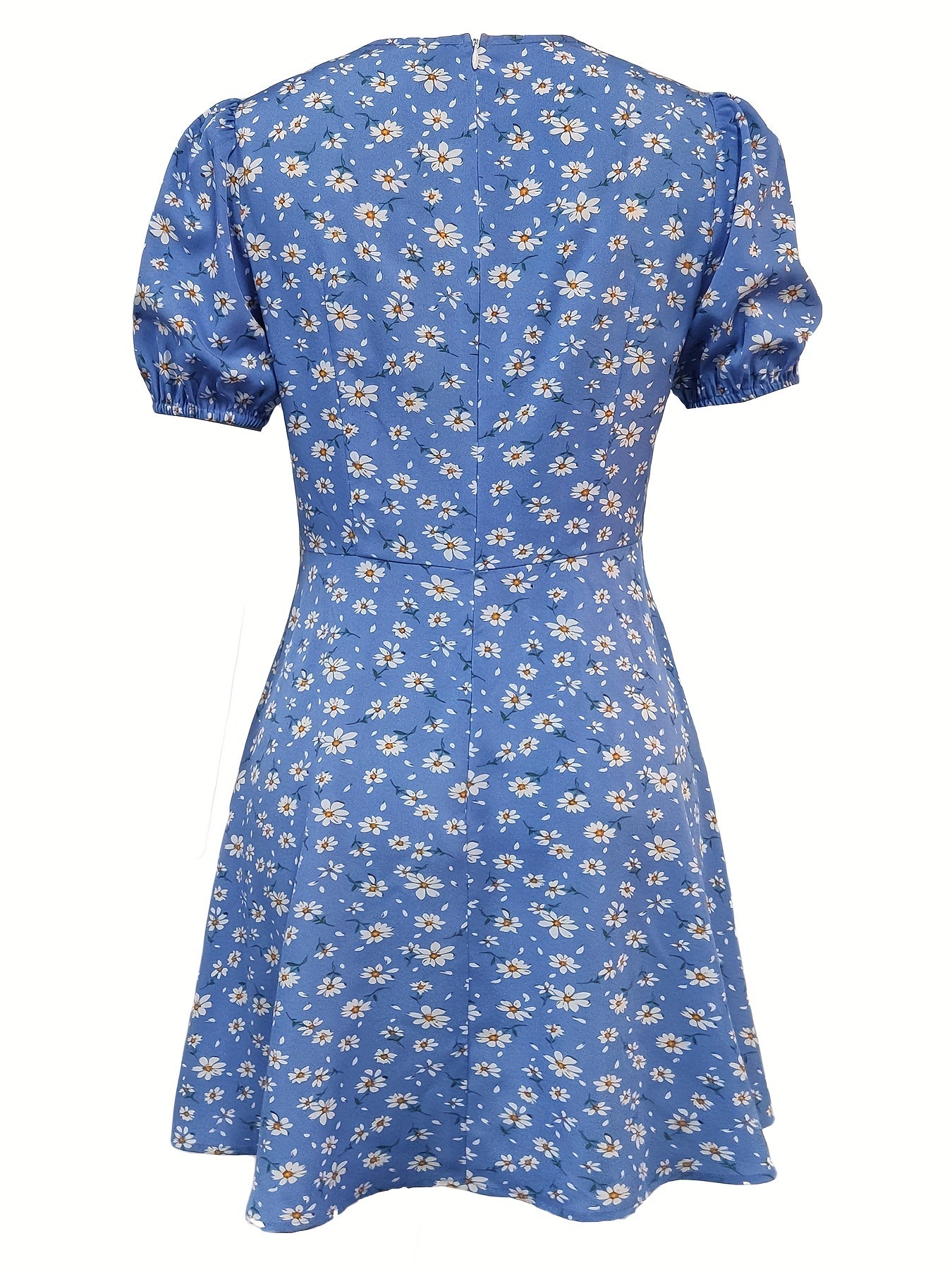 Floral Print V Neck Dress Short Sleeve Casual Spring Summer Women's Clothing