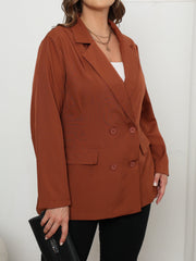 Business Casual Blazer Solid Long Sleeve Double Breast Button