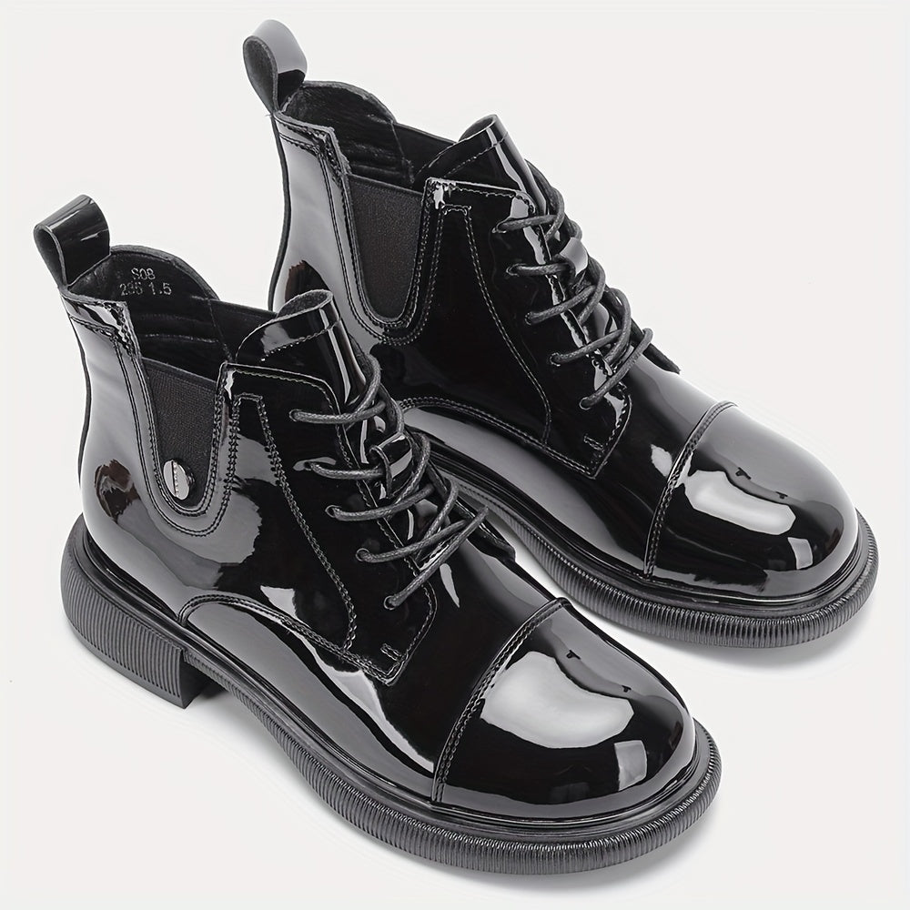 Women's Chunky Heel Lace Up Boots Thermal Sided Boots