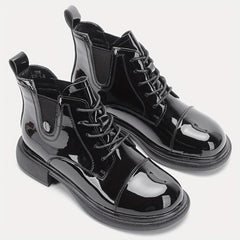 Women's Chunky Heel Lace Up Boots Thermal Sided Boots