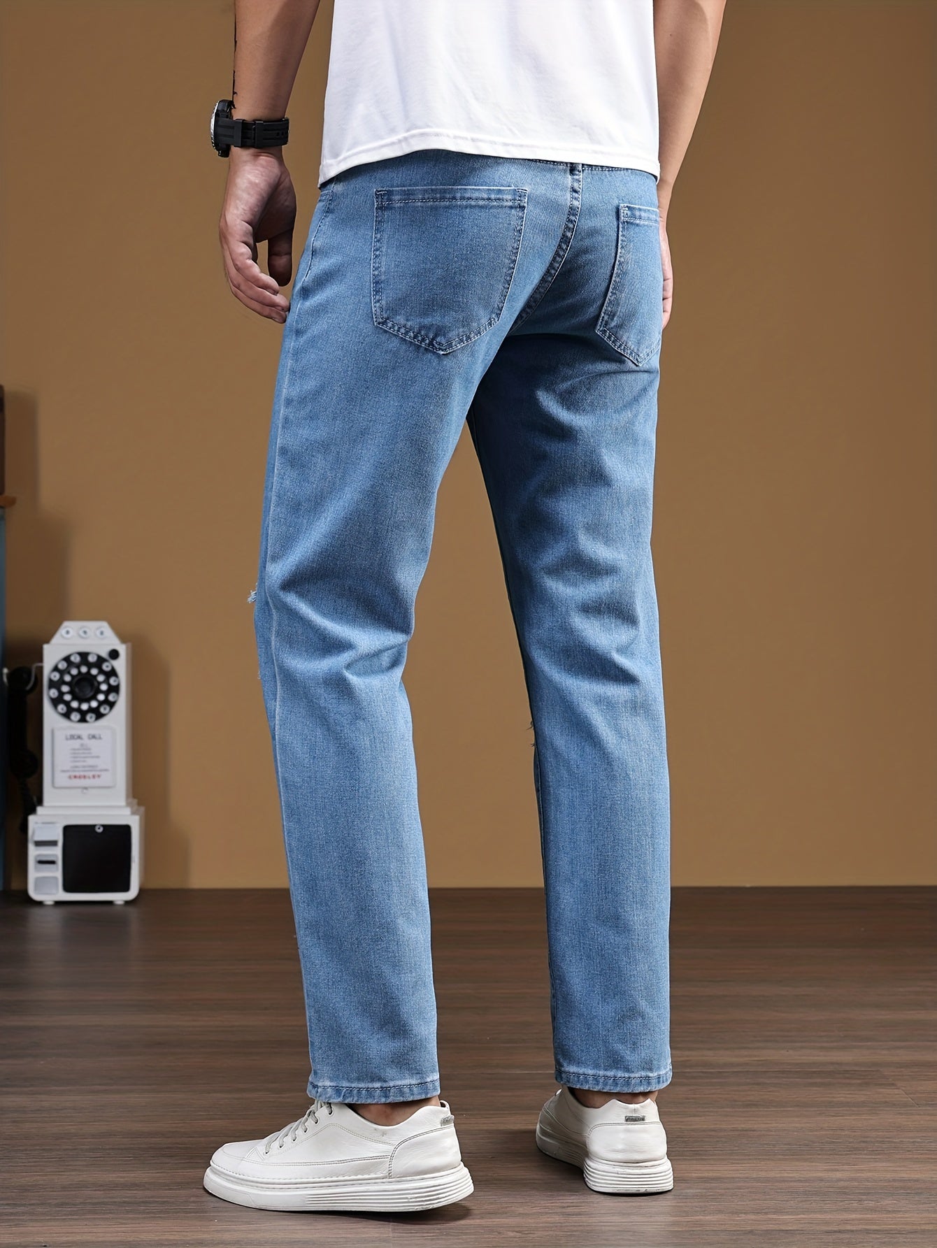 Men's Ripped Jeans Distressed Denim Pants Street Style