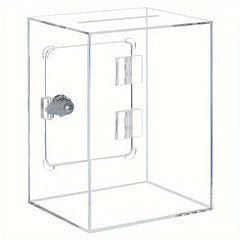 Clear Acrylic Square Piggy Bank with Lock and Door