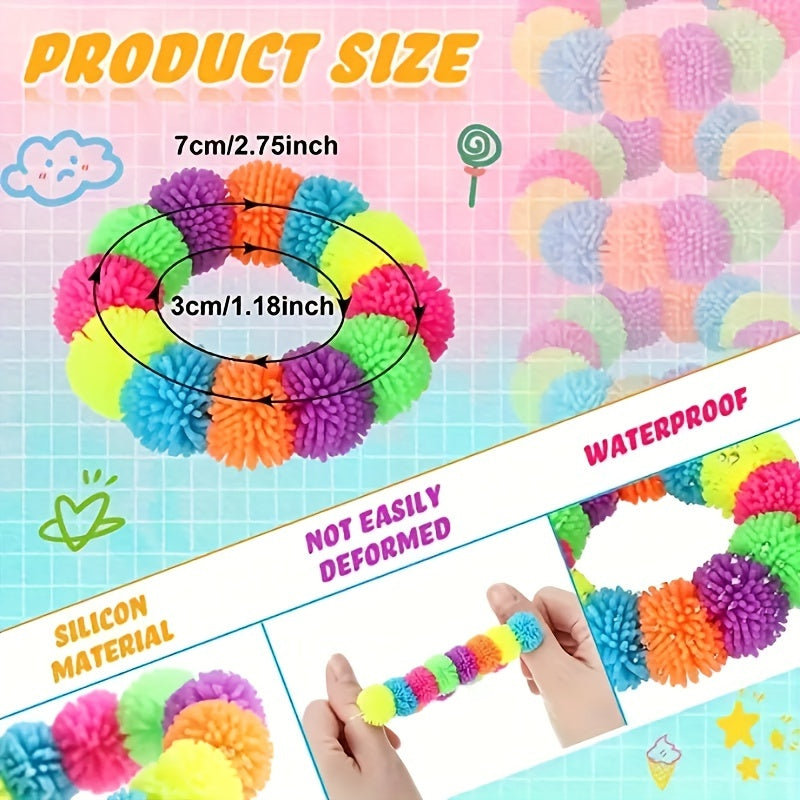 Colorful Stress Relief Toy Bracelet Soft TPR Glue Fidget Bracelet Christmas Gift