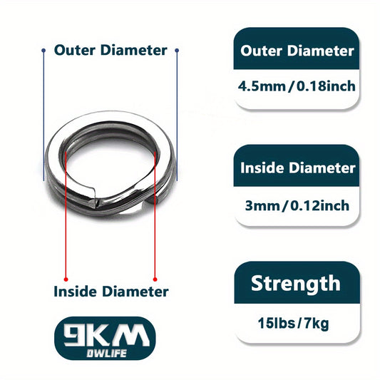 Stainless Steel Split Rings for Fishing 15LB-320LB