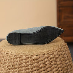 Women's Denim Slip On Pointed Toe Shoes Comfortable Walking Shoes