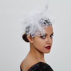 Dotted Mesh Flower Fascinator Hat 20s Hat Headband