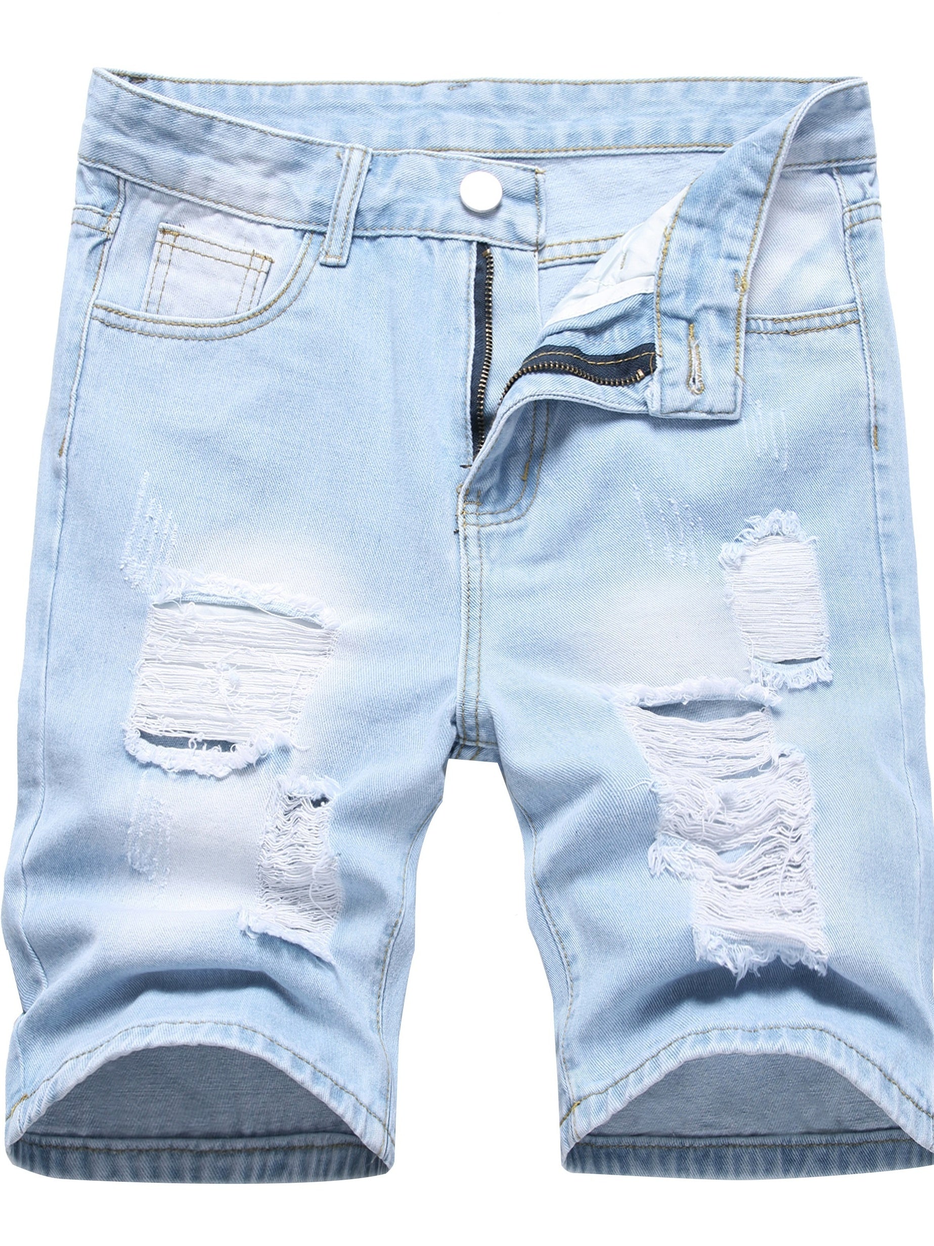 Men's Distressed Denim Shorts Street Style Summer Wear