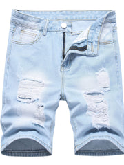 Men's Distressed Denim Shorts Street Style Summer Wear