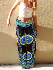 Floral Print Wide Leg Pants Beach Summer Casual Loose Pants